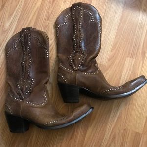 OLD GRINGO BROWN STUD DISTRESSED BOOTS SIZE 10